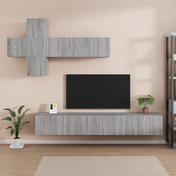 vidaXL Ensemble de meubles TV 7 pcs Sonoma gris Bois d'ing&eacute;nierie
