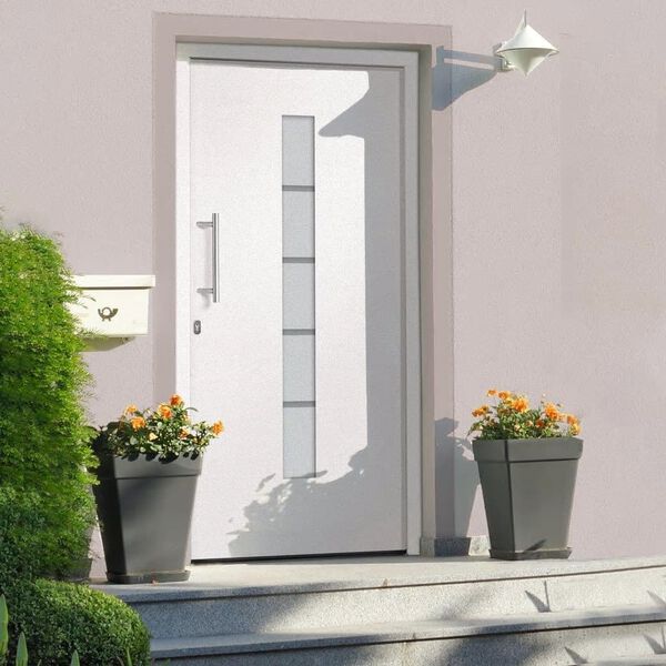 vidaXL Porte d'entr&eacute;e Aluminium et PVC Blanc 110x210 cm