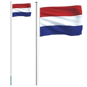 vidaXL Drapeau des Pays-Bas et m&acirc;t 6,08 m Aluminium