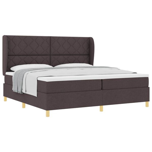 vidaXL Lit &agrave; ressorts avec matelas Marron fonc&eacute; 200 x 200 cm tissu