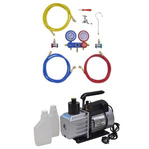 vidaXL Pompe &agrave; vide 50 L/min avec manom&egrave;tre &agrave; 2 voies en kit d'outils