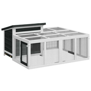 vidaXL Clapier gris 144x123x67,5 cm bois de pin massif