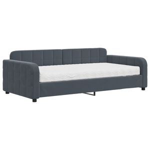 vidaXL Lit de jour avec matelas gris fonc&eacute; 100x200 cm velours