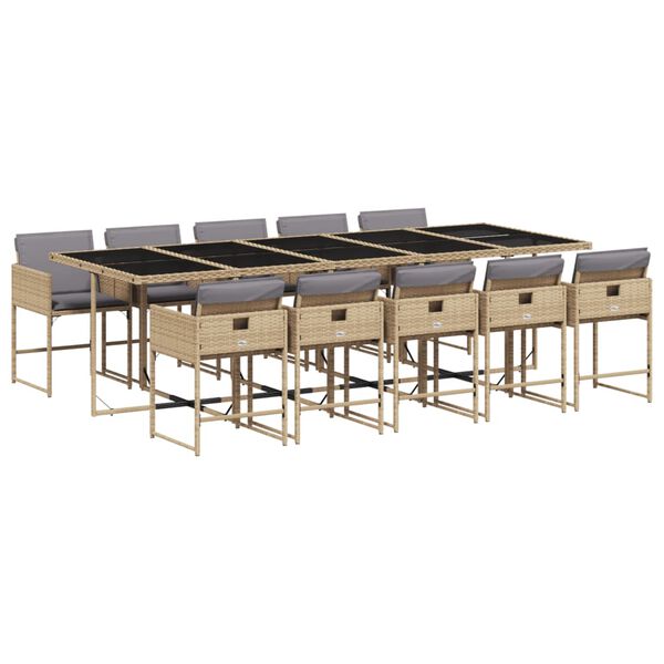 vidaXL Ensemble &agrave; manger de jardin et coussins 11 pcs m&eacute;lange beige