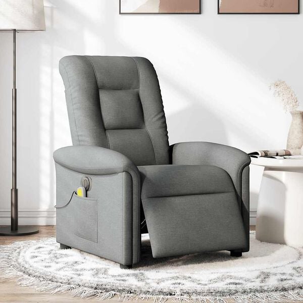 vidaXL Fauteuil inclinable de massage &eacute;lectrique gris fonc&eacute; tissu