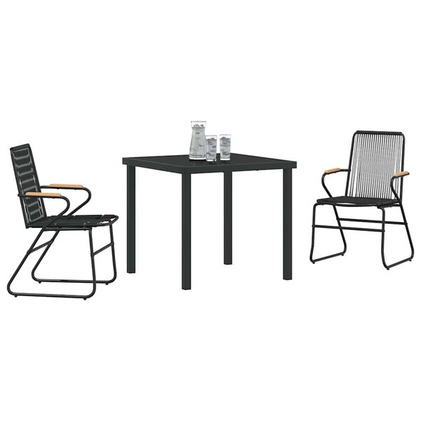 vidaXL Ensemble de salle à manger pour jardin 3 pcs Noir Rattan PVC