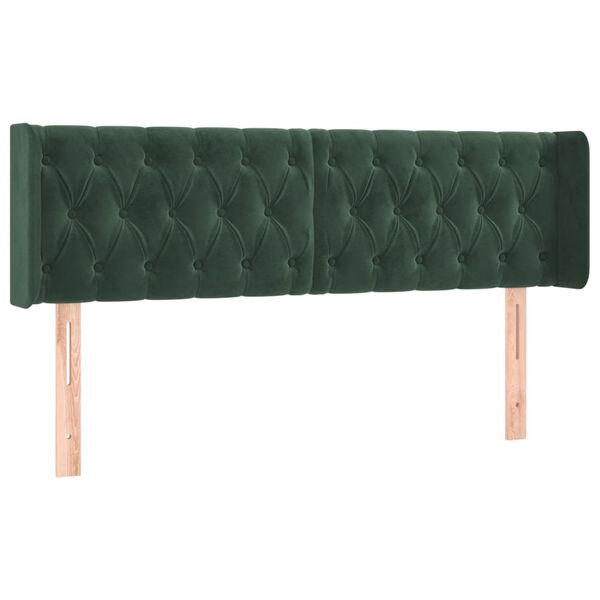 vidaXL T&ecirc;te de lit &agrave; LED Vert fonc&eacute; 147x16x78/88 cm Velours