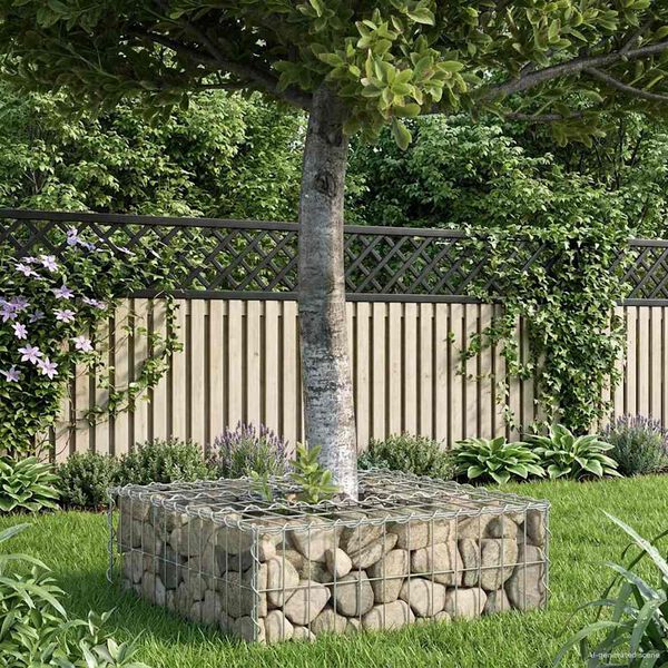 vidaXL Lit sur&eacute;lev&eacute; gabion Argent&eacute; 60 x 60 x 20 cm Acier galvanis&eacute;