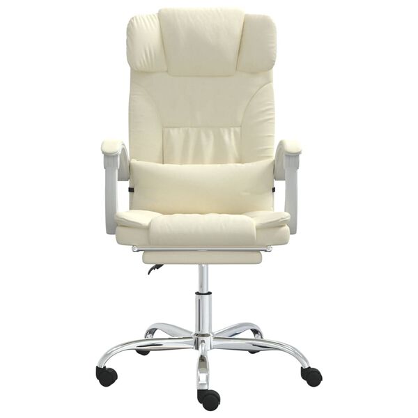 vidaXL Fauteuil inclinable de bureau Crème Similicuir