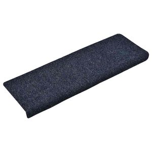 vidaXL Tapis d'escalier autocollants 15 pi&egrave;ces 65 x 21 x 4 cm Bleu Bord rectangulaire