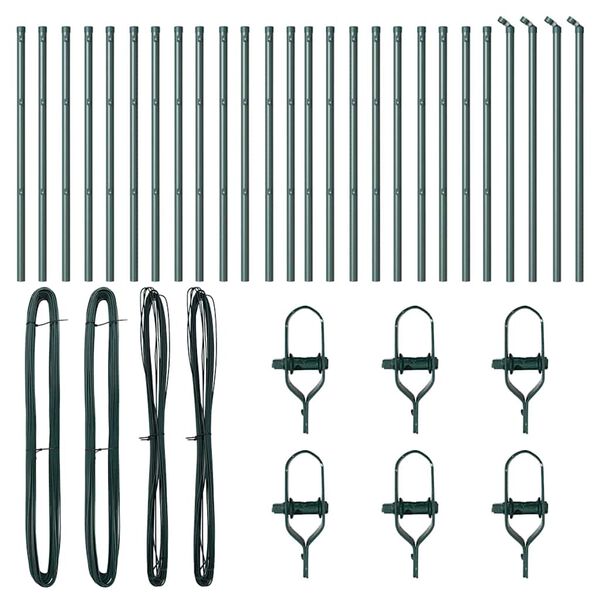 vidaXL Poteau de clôture. Autre 26 pcs Vert 3,2 x 3,2 x 120 cm Acier