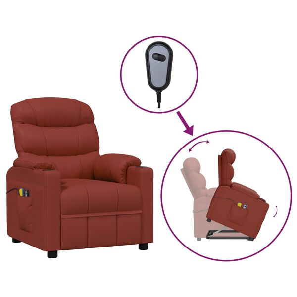 vidaXL Fauteuil de massage Rouge bordeaux Similicuir