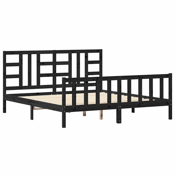 vidaXL Cadre de lit sans matelas noir bois de pin massif