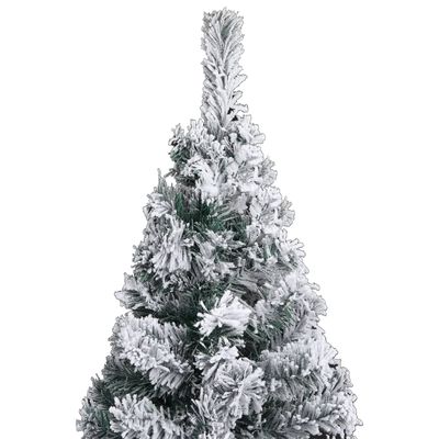 vidaXL Sapin de Noël mince pré-éclairé flocon de neige vert 120 cm PVC
