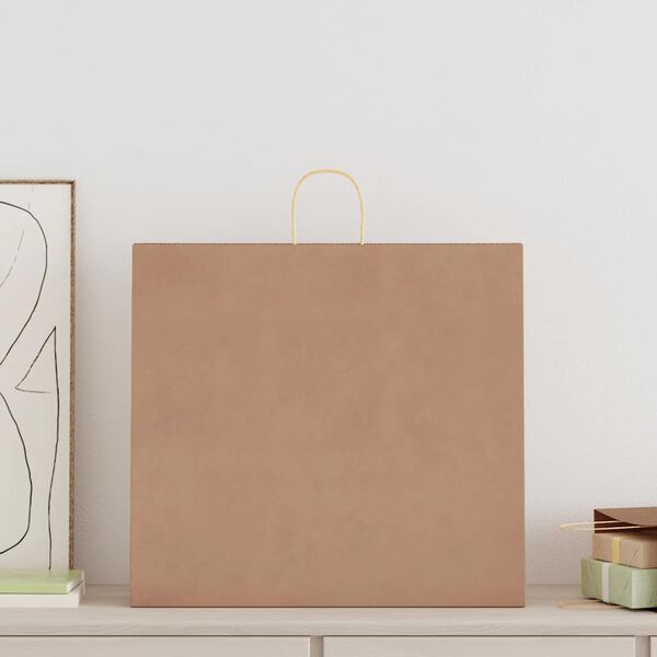 vidaXL Sacs en papier 250 pcs avec poign&eacute;es marron 54x15x49 cm