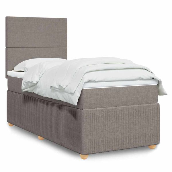 vidaXL Sommier &agrave; lattes de lit avec matelas Taupe 100x200 cm Tissu