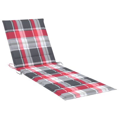 vidaXL Chaise longue avec coussin carreaux rouge Bois de pin imprégné