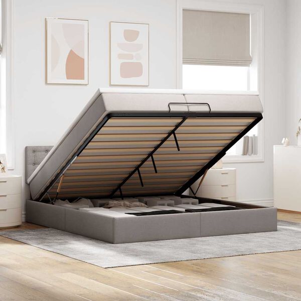 VidaXL Cadre de lit ottoman avec matelas taupe 200x200 cm tissu