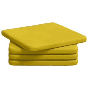 vidaXL Coussins de si&egrave;ge 4 pc Velours Jaune 40 x 40 x 3 cm