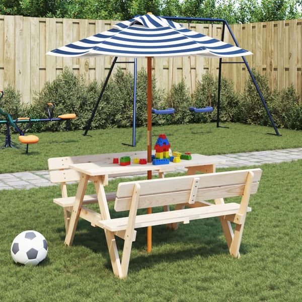 vidaXL Parasol de jardin pour enfants avec poteau en bois &Oslash;120x140 cm