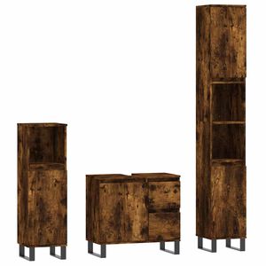 vidaXL Ensemble de meubles de salle de bain 3 pcs Ch&ecirc;ne fum&eacute;