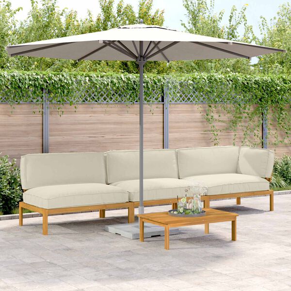 vidaXL Ensemble de Canap&eacute;s Uni 4 pcs Cr&egrave;me Bois d'Acacia Massif