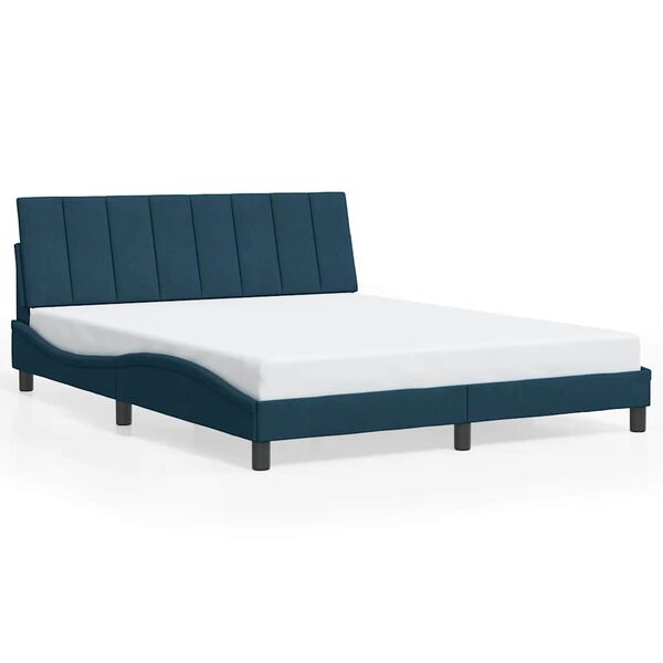 vidaXL Cadre de lit sans matelas Hanko bleu 160x200 cm velours