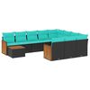 vidaXL Ensemble de canap&eacute; de jardin 11 pcs avec coussins noir r&eacute;sine tress&eacute;e