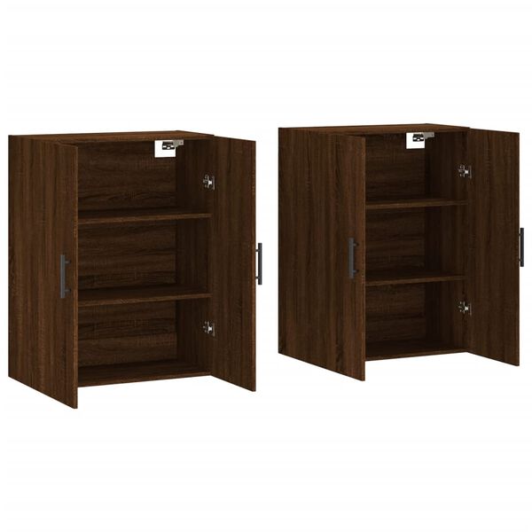vidaXL Armoires murales 2 pcs ch&ecirc;ne marron 69,5x34x90 cm