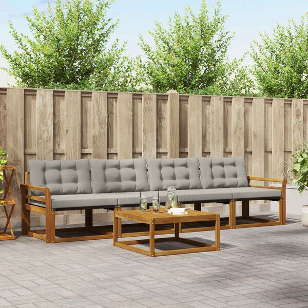 vidaXL Ensemble de canap&eacute;s d'ext&eacute;rieur 5 pcs Gris Naturel et Clair