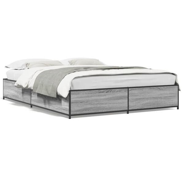 vidaXL Cadre de lit sans matelas sonoma gris 150x200 cm