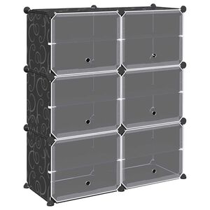 vidaXL Cubes de rangement 6 pcs avec portes noir PP