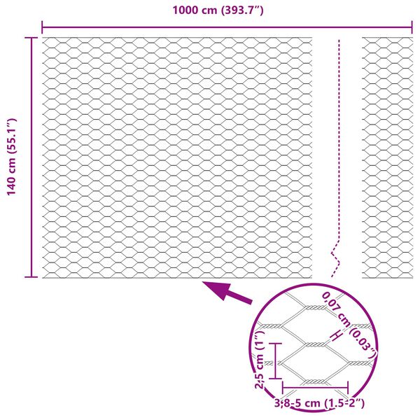 vidaXL Clôture hexagonale Vert 1.4 x 10 m Acier