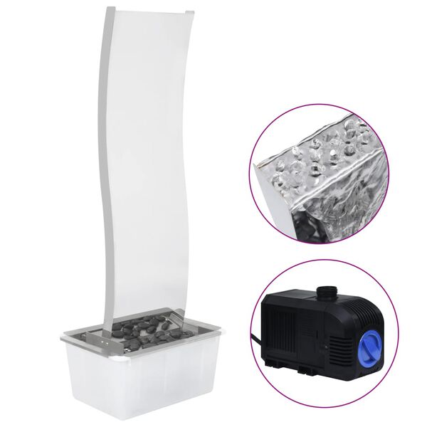 vidaXL Fontaine de jardin avec pompe Acier inoxydable 130 cm Courbé