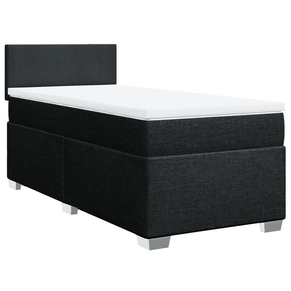 vidaXL Sommier &agrave; lattes de lit avec matelas Noir 100x200 cm Tissu