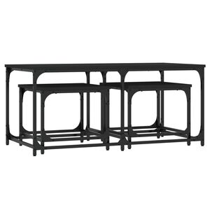 vidaXL Tables basses gigognes 3 pcs noir bois d'ing&eacute;nierie