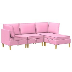 vidaXL Canap&eacute; modulaire avec rangement 4 pc Rose Tissu