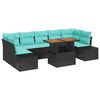 vidaXL Ensemble de canap&eacute; de jardin 8 pc Noir Poly rotin