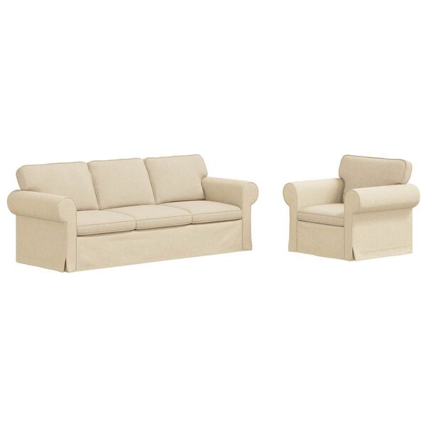 vidaXL Canap&eacute; 2 pcs Cr&egrave;me 215 x 82 x 80 cm tissu