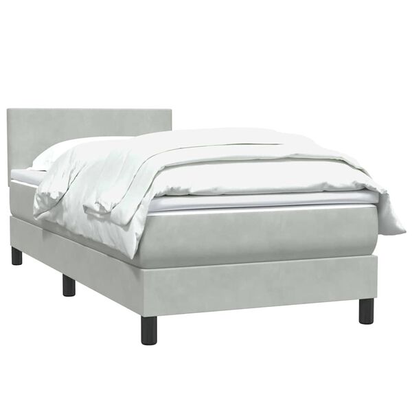 vidaXL Sommier &agrave; lattes de lit et matelas gris clair 80x220 cm velours