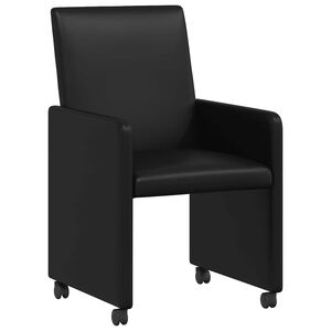 vidaXL Chaises de Salle &agrave; Manger avec Roues 2 pcs Noir 57 x 66 x 94 cm