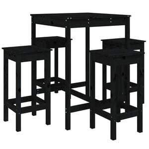 vidaXL Ensemble de bar de jardin 5 pcs noir bois de pin massif