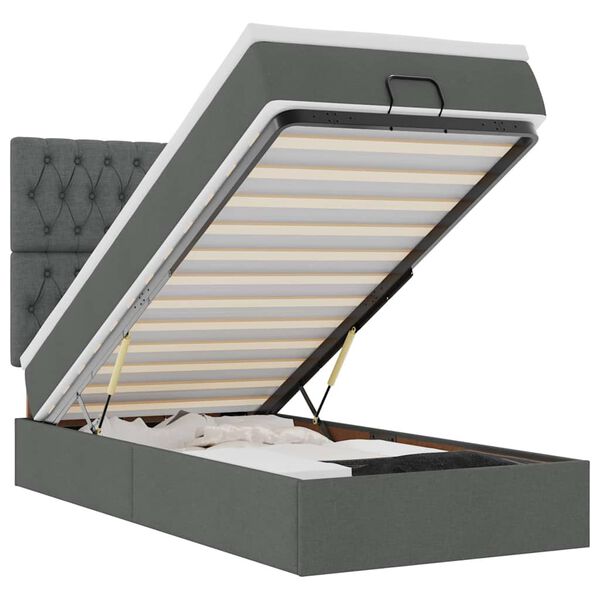 vidaXL Cadre de lit ottoman avec matelas gris fonc&eacute; 100x200 cm tissu