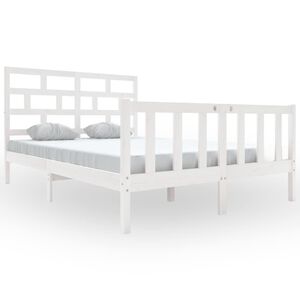 vidaXL Cadre de lit sans matelas blanc bois massif 140x200 cm