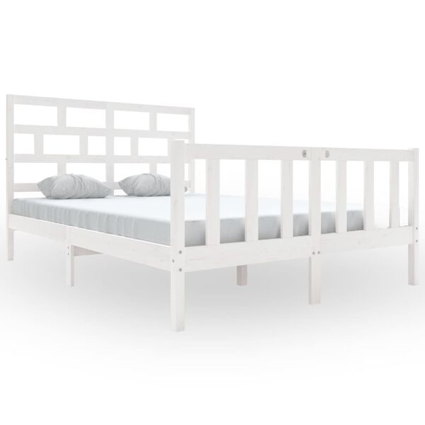 vidaXL Cadre de lit sans matelas blanc bois massif 140x200 cm