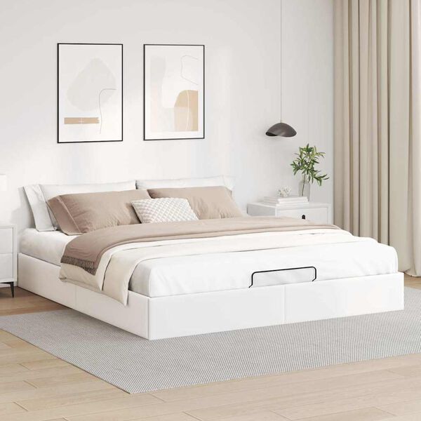 vidaXL Cadre de lit ottoman sans matelas blanc 200x200 cm similicuir