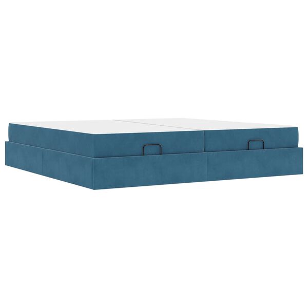 vidaXL Cadre de lit avec matelas avec matelas 2 pcs Bleu Velours