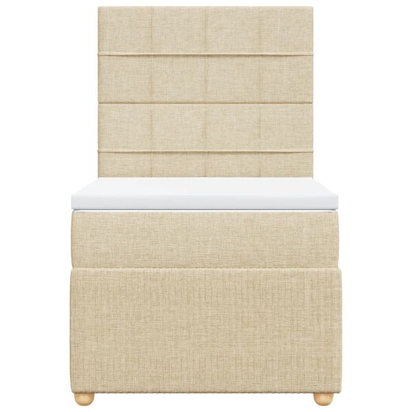 vidaXL Sommier &agrave; lattes de lit avec matelas Cr&egrave;me 90x200 cm Tissu