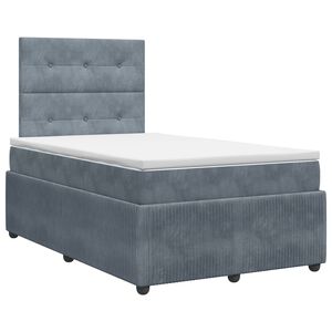 vidaXL Lit boxspring avec matelas Gris fonc&eacute; 120 x 190 cm Velours