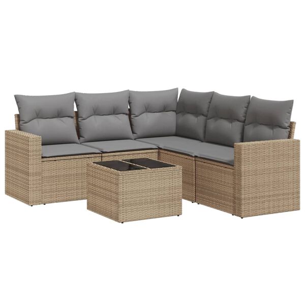 vidaXL Salon de jardin avec coussins 6 pcs beige r&eacute;sine tress&eacute;e